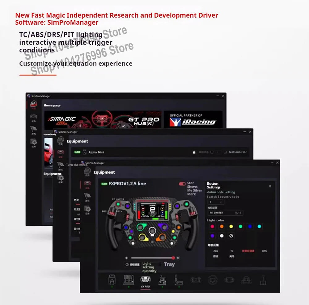 PC Formula Steering Wheel Racing Simulator Steering Wheel Carbon Fiber Steering Wheel with 4.3" Display For Simagic FX PRO