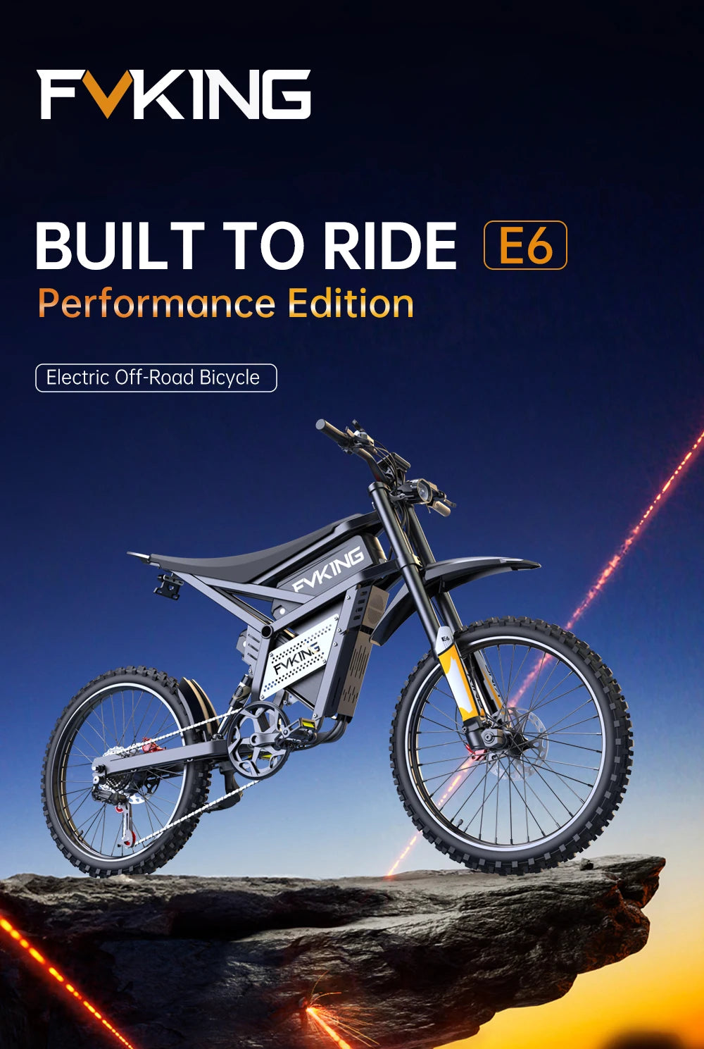 FVKING E6 Electric Bike Adults 2000W Peak Gear Hub Motors Electric Motorcycle 52V33AH Battery Speed 60Kmh Mountain E-bikes GT73