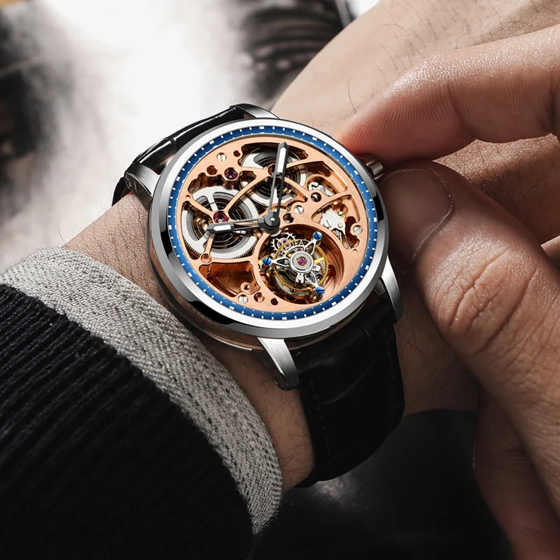 Haofa Skeleton Automatic Tourbillon Movement Men Watches 1931 Sapphire Tourbillon Mechanical Business Luxury Man Watch Hollow