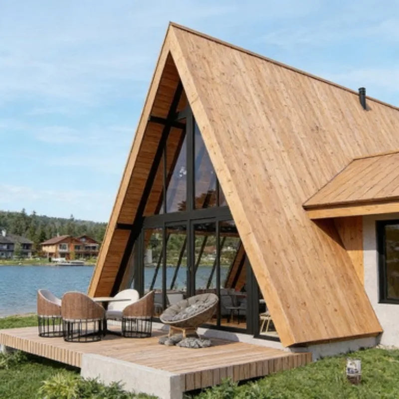 Prefab Tree House Triangle Cabin A Frame Wooden Log House for Scenic Vacation Eco Tourism