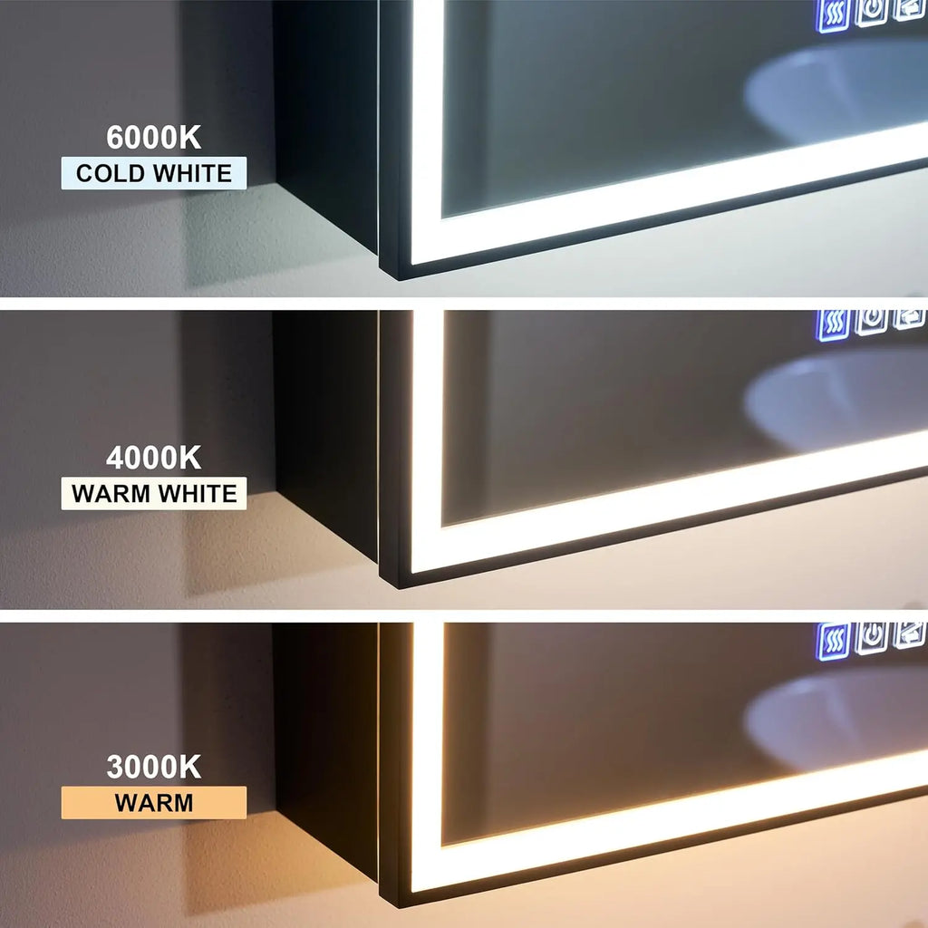 30" X 30" LED Mirrored Medicine Cabinet, Medicine Cabinets with Lights for Bathroom, Defogging Function Mirror, Customized