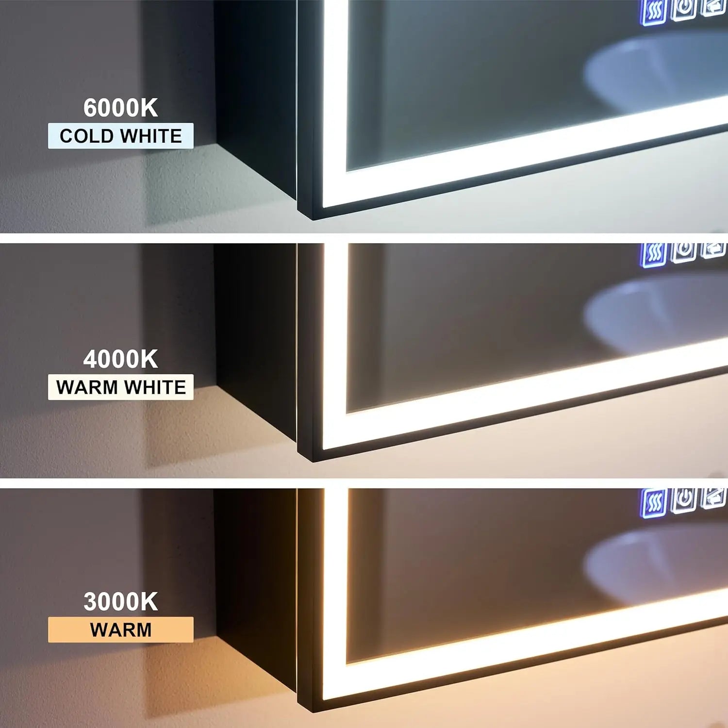 30" X 30" LED Mirrored Medicine Cabinet, Medicine Cabinets with Lights for Bathroom, Defogging Function Mirror, Customized