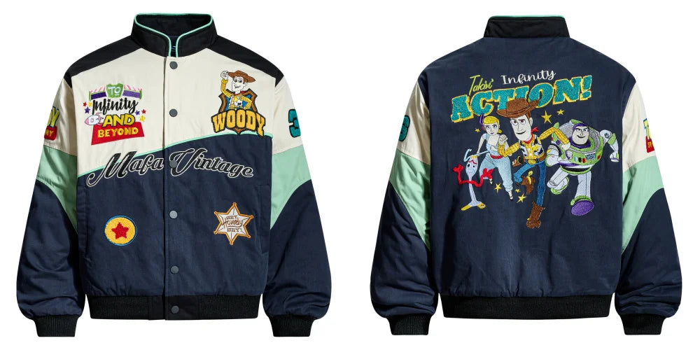 Xman Trendy Brand Cartoon Anime Embroidered Cotton Jacket Loose Fit Small Size Women's Student Autumn Winter Outerwear