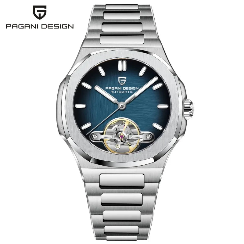PAGANI DESIGN PD-YS025 New Automatic Men's Watch Full Stainless Steel Mechanical Wrist Watch for Men, Sapphire Dial Glass