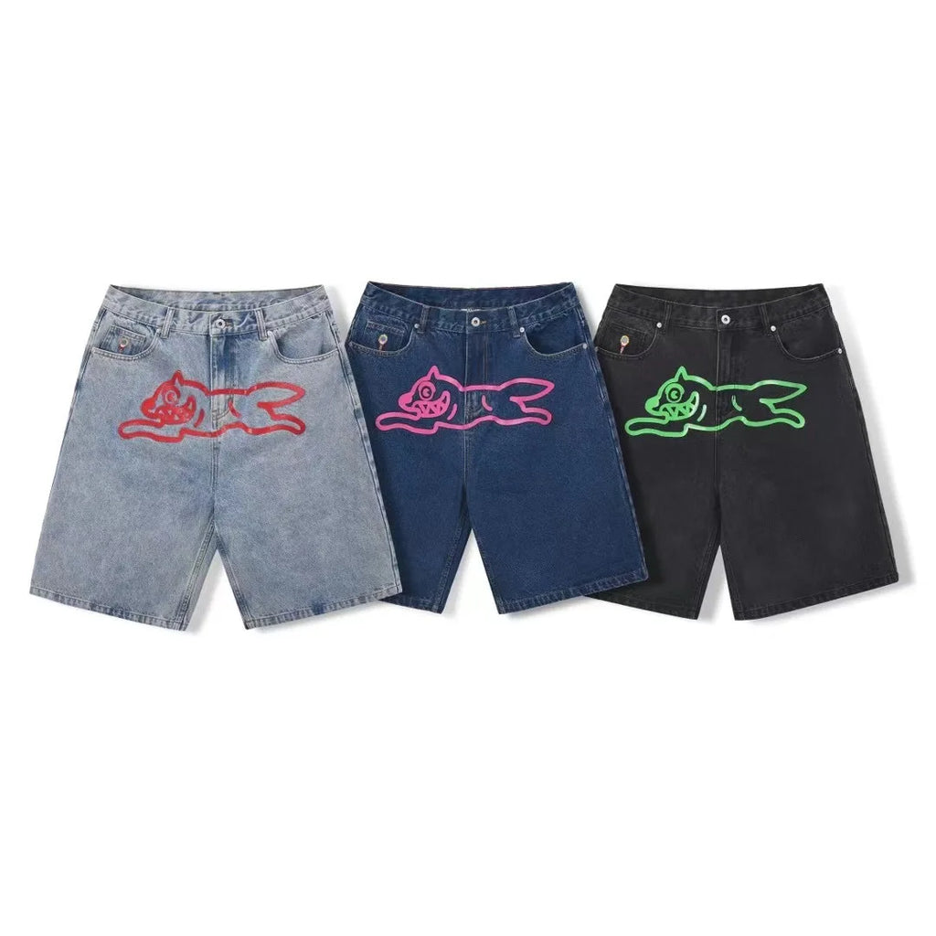 Top Quality Classic Printed Mens Casual Jeans Shorts Zipper Loose Fit Capri Men Denim Shorts Pants