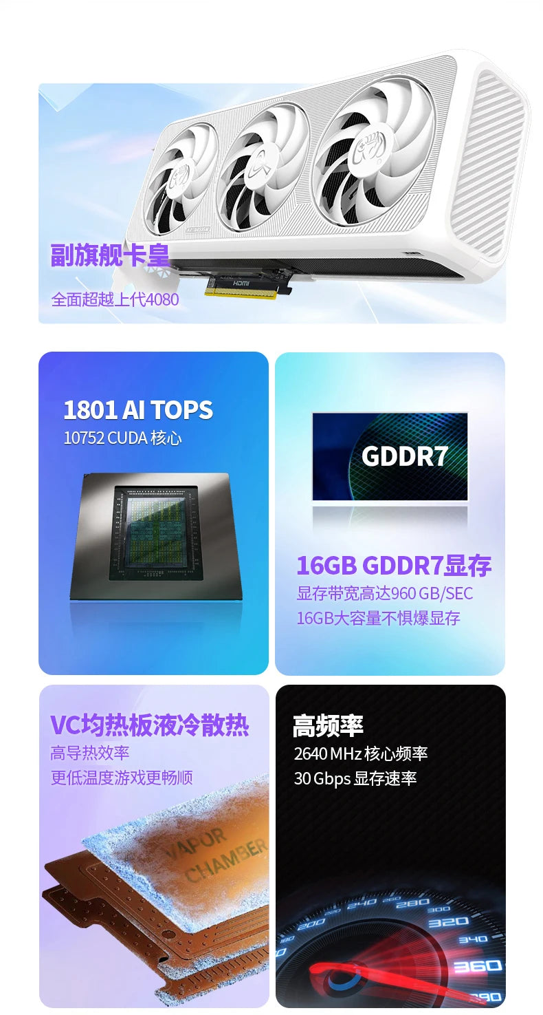 New Computer Accessories Wholesale AX Gaming RTX5080 16 GB Graphics Card Gaming PC Etc White GPU 16GB Nvidia GeForce RTX 5080