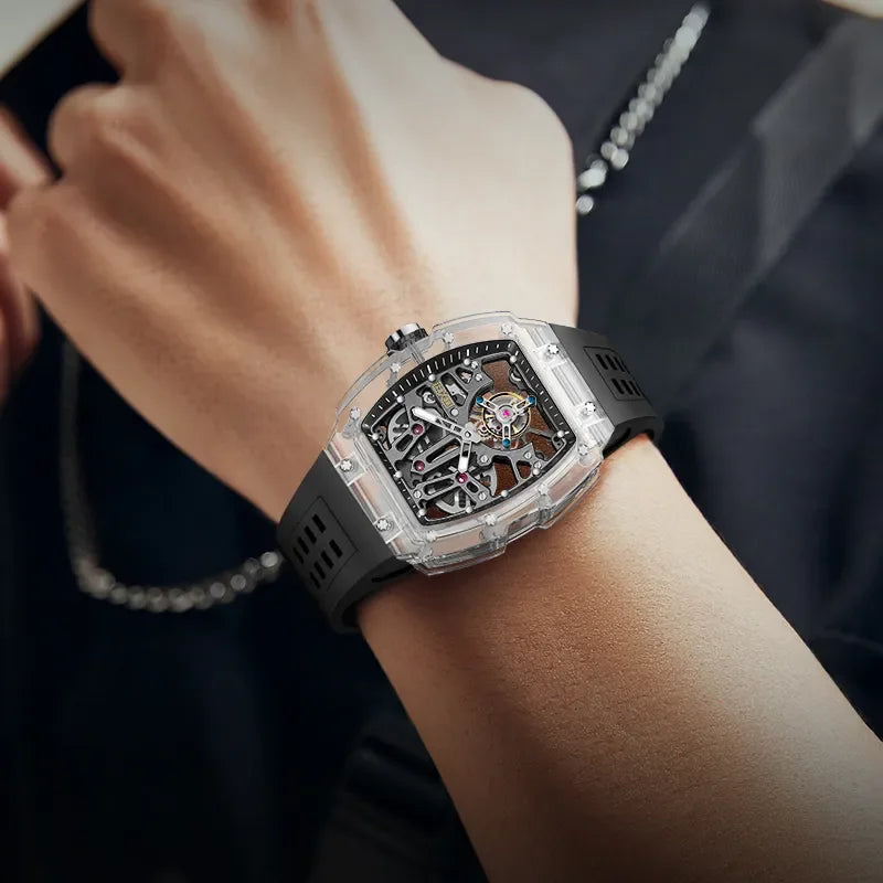 BEXEI K9 Sapphire Crystal Flying Tourbillon Man Watch Manual Skeleton Movement Men's Luxury Watch Vintage
