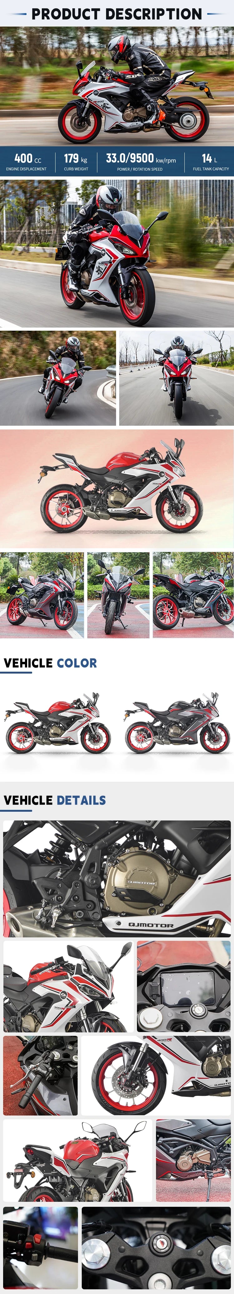 Fuel-efficient QJ Motorcycle 400cc Comfort Seating Powerful Performance Qianjiang Motor RACE 400