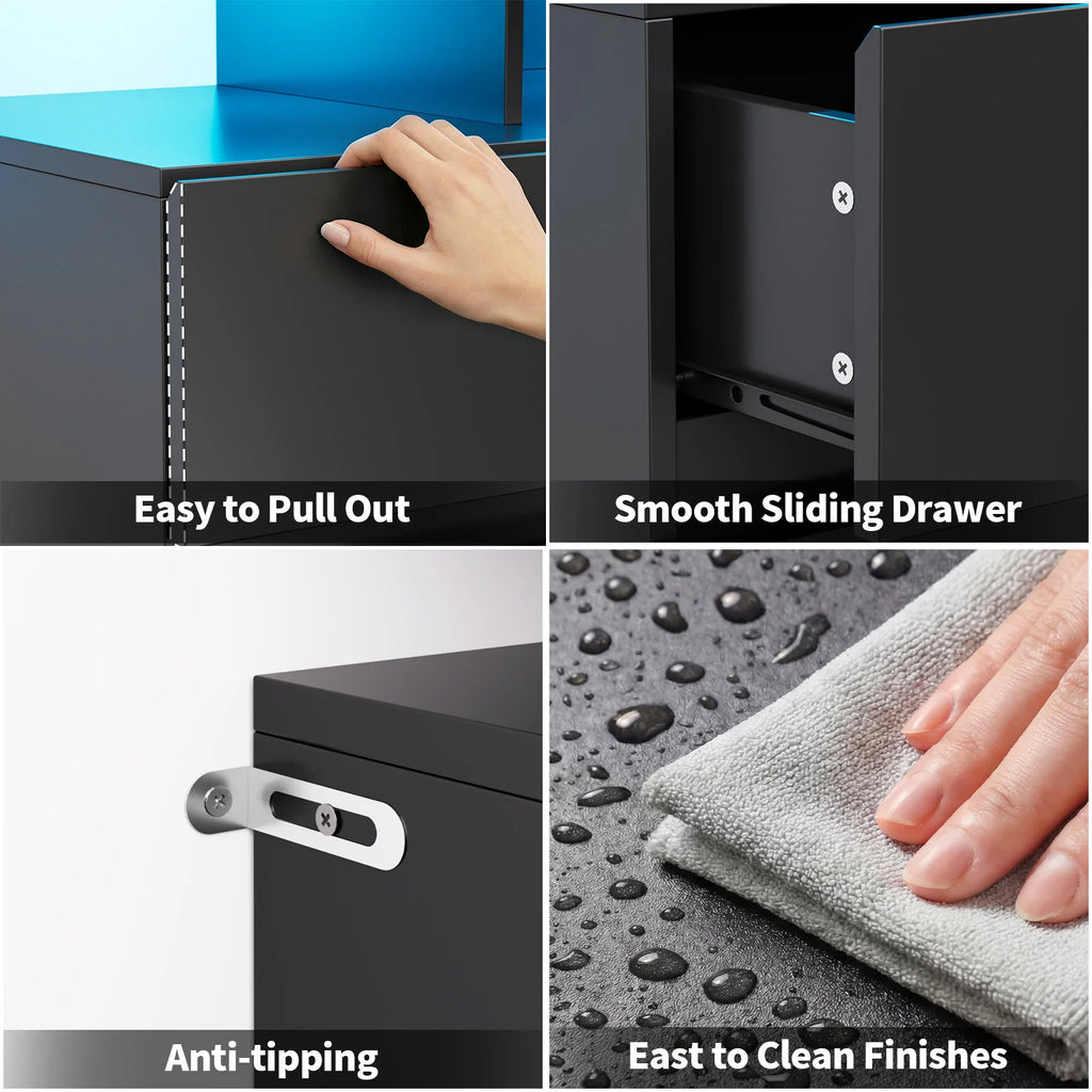 6-Drawer Dresser with Power Outlet with LED Light, Modern Chest of Drawers for Closet, Drawer Organizer Cabinet for Bedroom