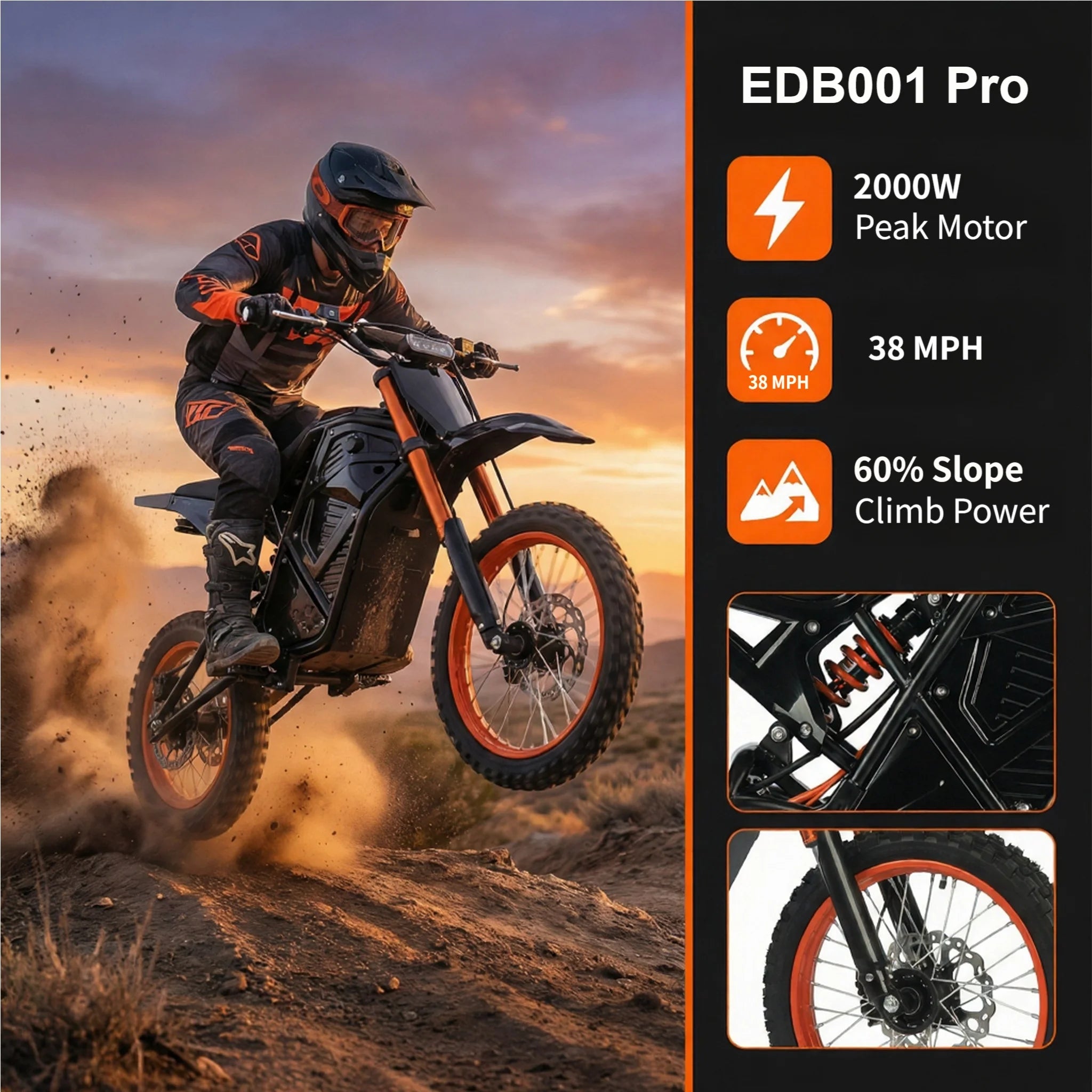 Xtion Electric Dirt Bike for Teens & Adults 2000W, 48V 23AH Motorcycle, 14"/12" Fat Tires Removable Battery Motor Bicycle
