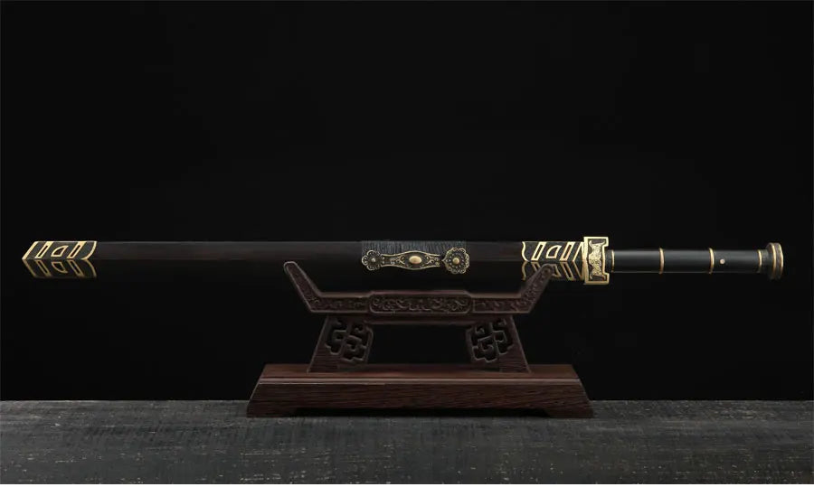 Chinese Kongfu Ruyi Jian Sword Folded Damascus Steel Blade Real Full Tang Sharp Ready Battle Metal Handle Taichi Swords Katanas