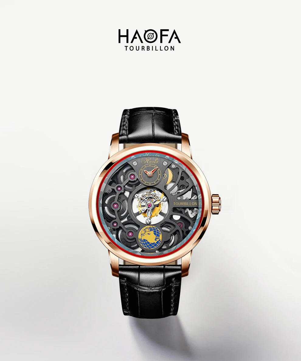 Haofa Center Tourbillon Movement Men Watches Skeleton Flying Tourbillon Mechanical Luxury watches for man  Sapphire