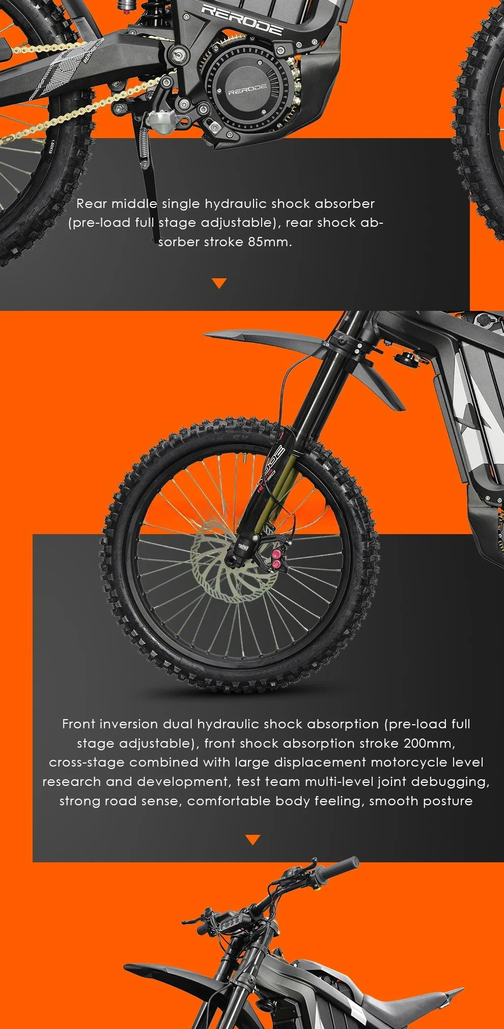 Electric Motorcycle Rerode 8000W 72v 35Ah Off Road 330.Nm Sur Ron Talaria Sting R Powerful Electric Dirbike