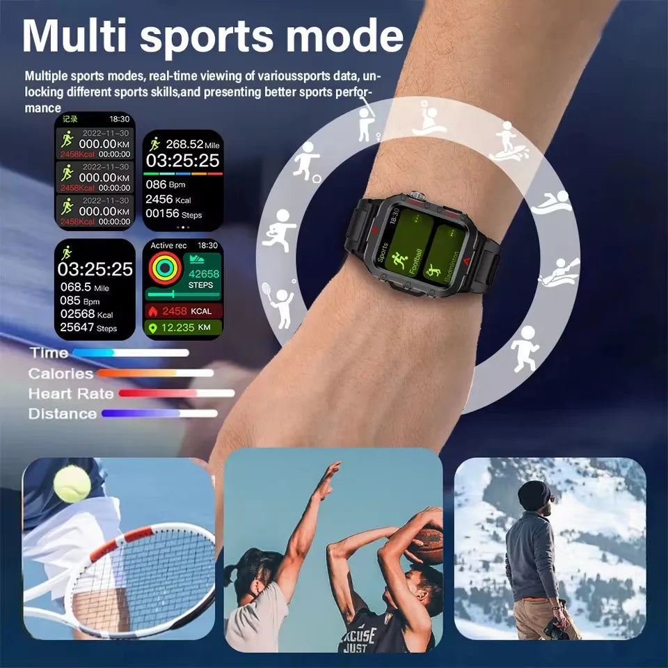 SmartWatch Men Militray Outdoor Sport GPS Fitness Tracker Heart Rate Smart Watch Waterproof New