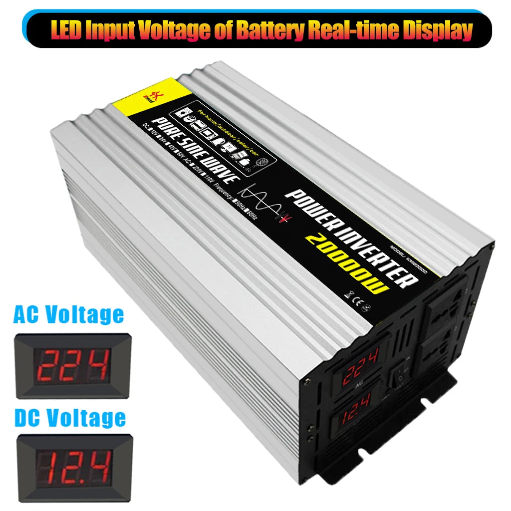 Pure Sine Wave Power Inverter 4000W DC 12V 24V 48V 60V to AC 220V Peak 20000W Inversor 12 V 220 V Convertor for Air Conditioner