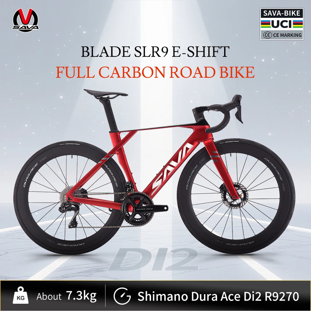 SAVA SLR9 Premium Bicycle Full Carbon Fiber E-Shift Road Bike 24 Speed with SHIMAN0 DURA-ACE 9270 Di2 Kit