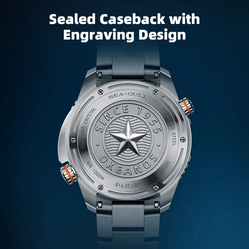 Seagull Deep Ocean Professional Diving Automatic Men's Watch 1000M Waterproof ST2130 Helium Escape Valve Sapphire Crystal 1217