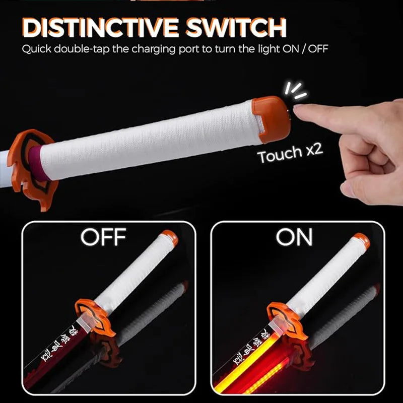 41″ LED Light Up  Sword Katana Japanese Anime Cosplay Samurai Swords Tanjiro Nichirin Sword withholder And Belt