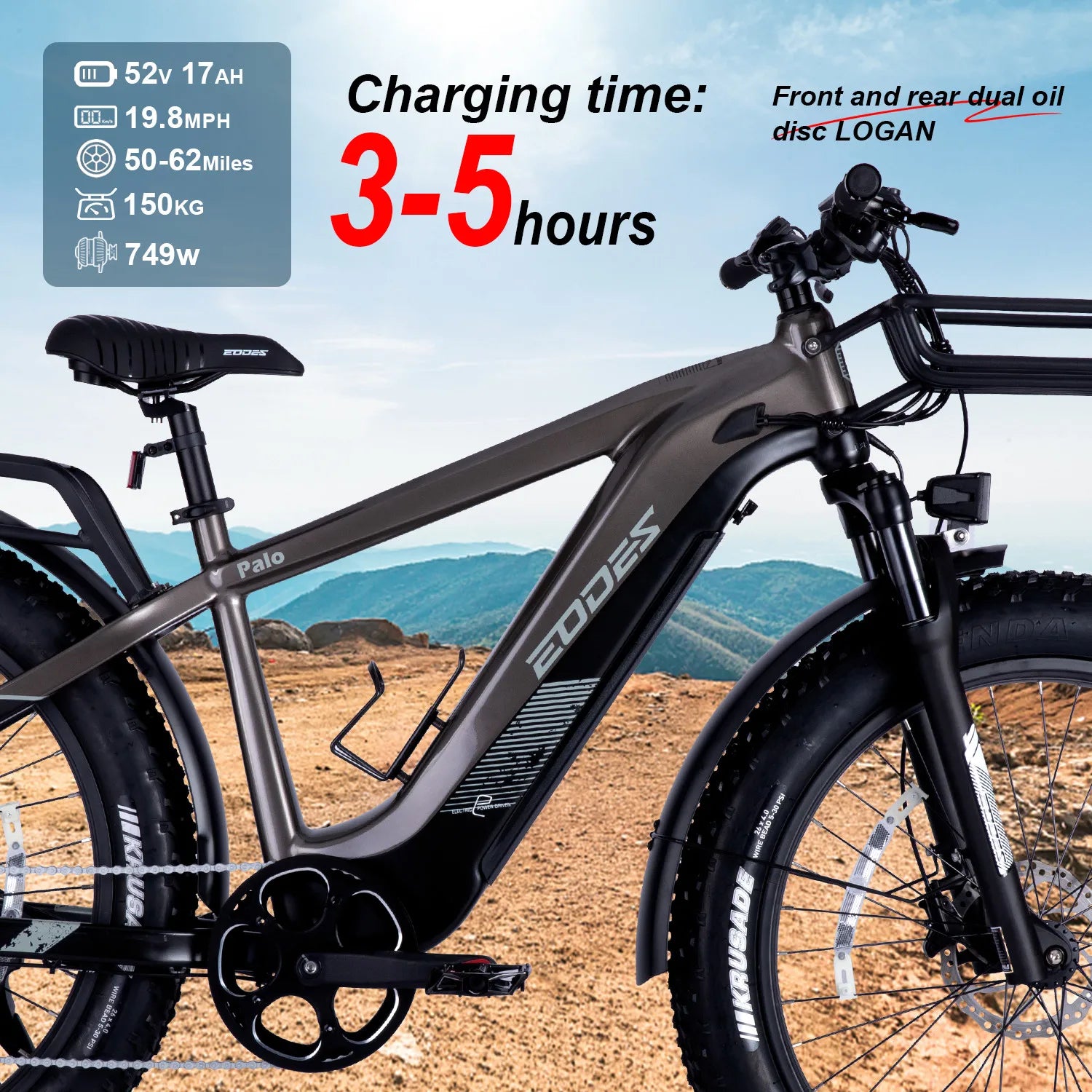 26" MOUNTAIN-ELECTRIC BIKE 750W 52V 17AH UP TO 32KM/H E-BIKE & Torque sensor