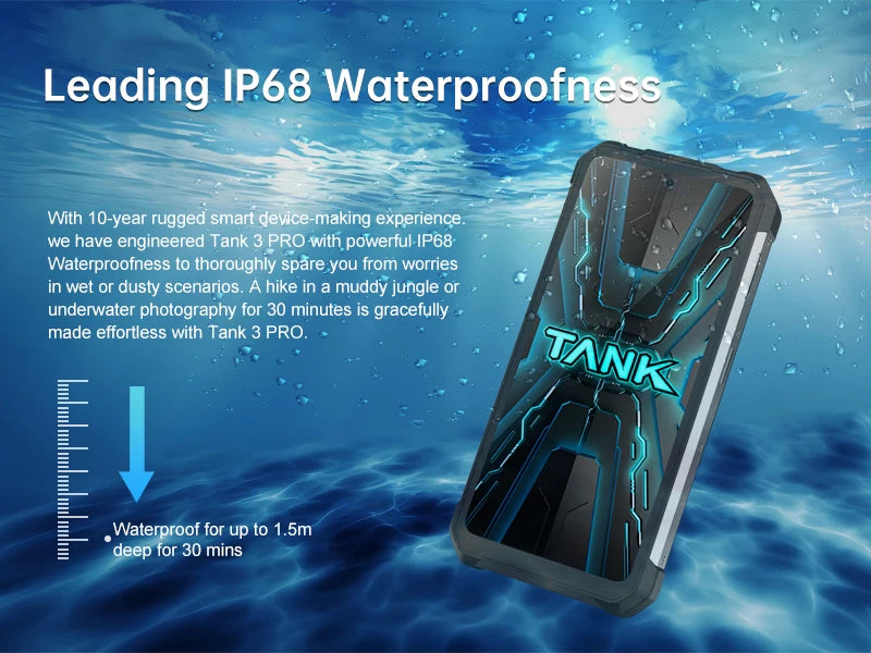 Unihertz Tank 3 Pro 8849 Rugged 5G Phone with 100 Lumens Projector Android 14 32GB 512GB 23800mAh Waterproof Phone WIFI 6 NFC