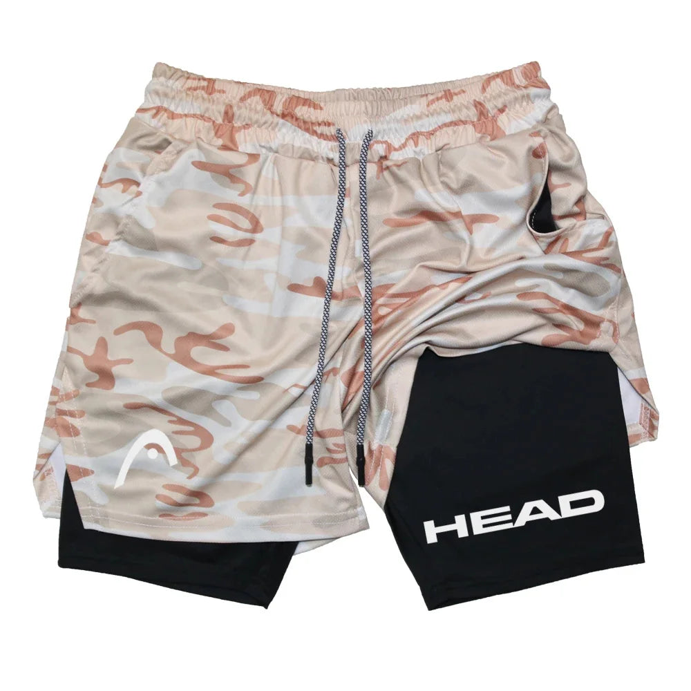 Anime Berserk Head Running Shorts Men Fitness Gym Training 2 in 1 Sports Quick Dry Workout Jogging Double Deck Summer