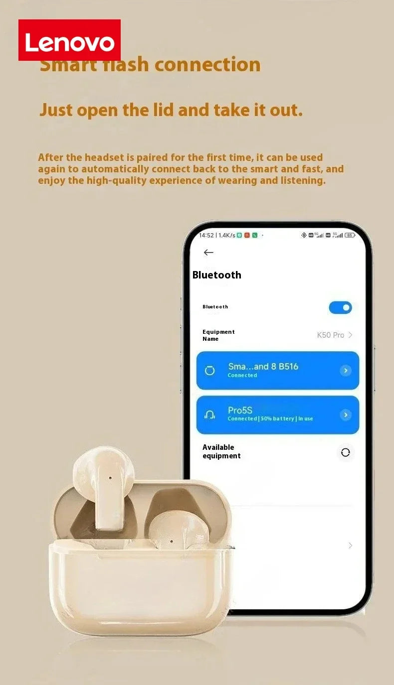 Lenovo PRO 5S Earbuds True Wireless Earphone Noise Cancelling Bluetooth 5.3 Headset HD Music Headphone in-Ear Handsfree with Mic