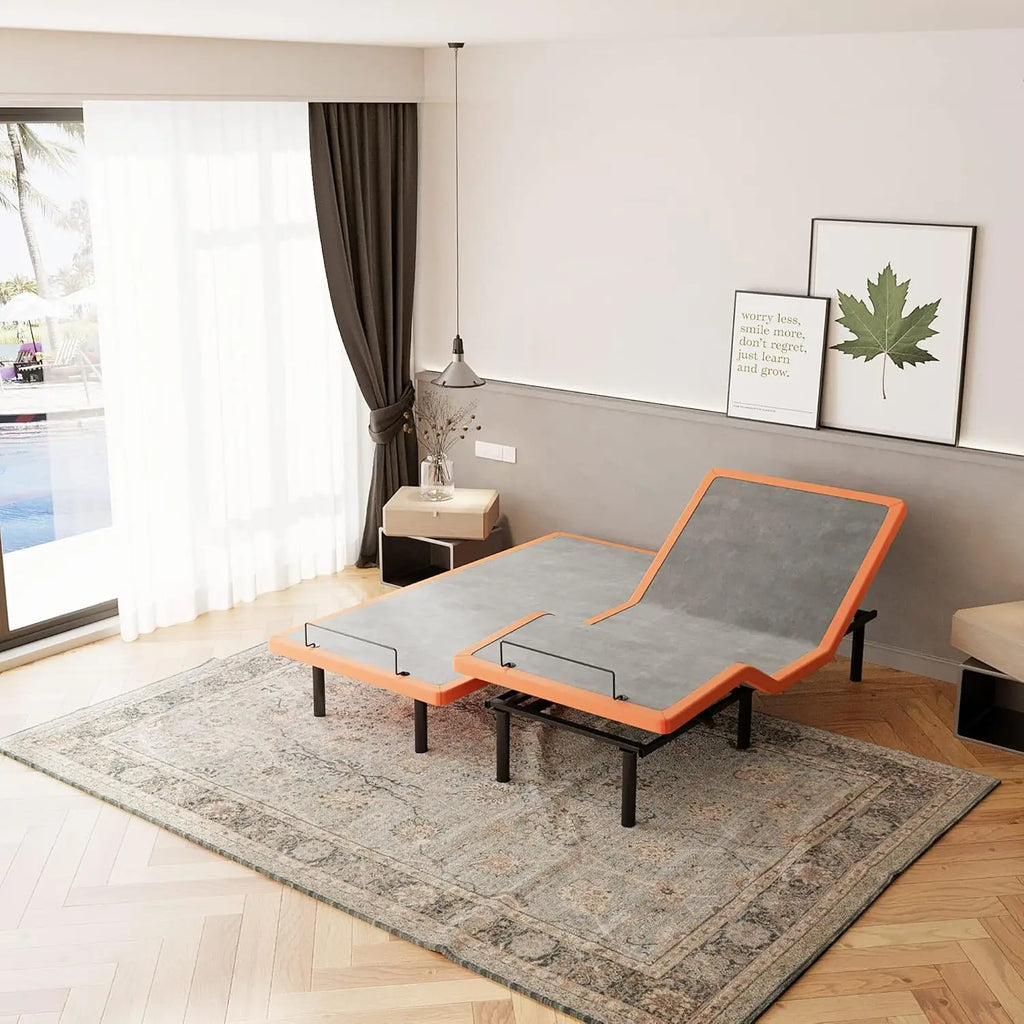 Split King Adjustable Bed Frame - Independent Control, Adjustable Bed with Massage, Wireless Remote, Foot&Head, Customized