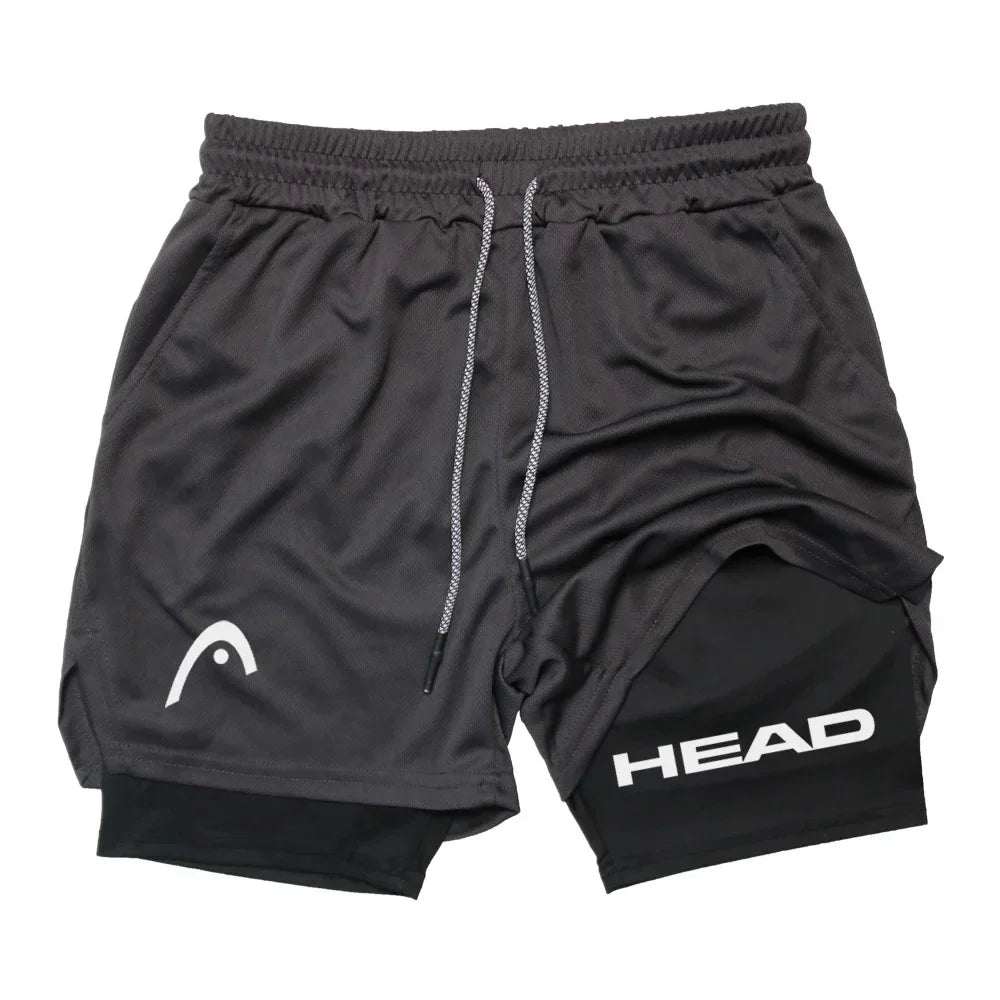 Anime Berserk Head Running Shorts Men Fitness Gym Training 2 in 1 Sports Quick Dry Workout Jogging Double Deck Summer