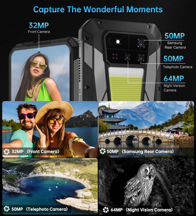 Unihertz 8849 Tank 4 Pro 5G Projector Smartphone 36GB 1TB Dimensity 8300 Android 14 Phone 11600mAh 720P Projector 100 Lumens