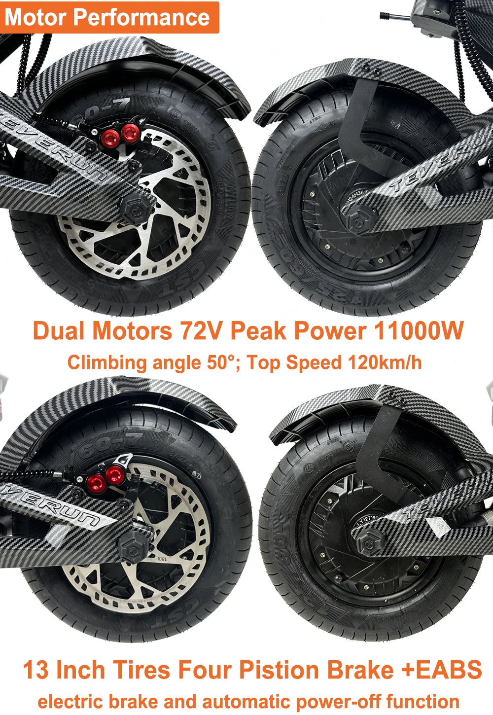 Original Teverun Fighter 7260R 72V 60Ah V4 Peak Power 15000W Motor With GPS PKE Max Speed 120KM/H n Electric Scooter