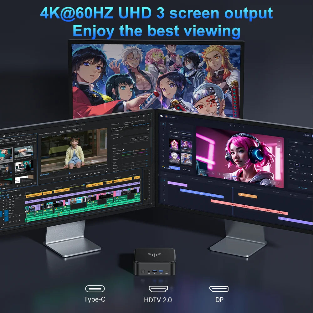 ACEMAGIC Mini PC with AMD Ryzen 5 7430U 16GB DDR4 512GB M.2 SSD Mini Gaming PC with USB Type-C Supports Triple 4K Display