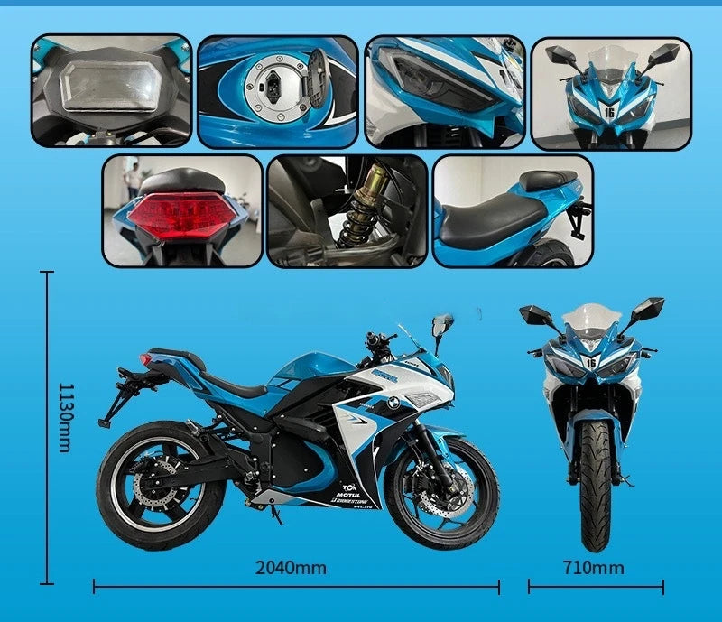 Factory Cheap High Speed V6/R3 Customized 15000 Watts 8000 Watt Racer Motorcycle Electric Scooter Racing Motorcycle Adults 72v