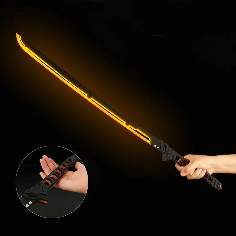 80/108cm Cyberpunk Katana Acrylic Luminous Sword Knife Anime Cosplay Prop Real Size Japanese Katana Samurai Sword Sabre Kid Toy