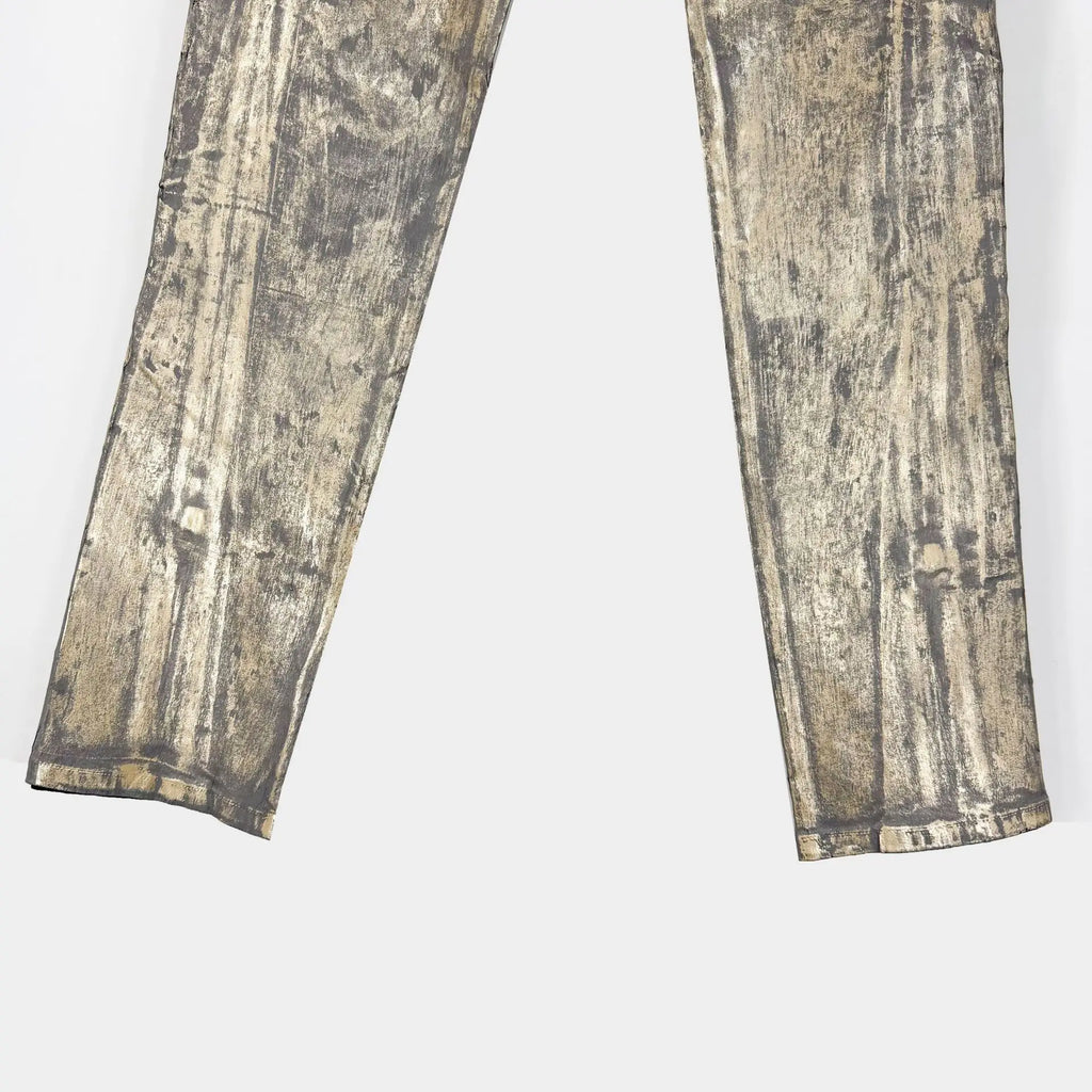 High Street RO Denim Pants Men's Hot Stamping Zipper Dark Style Street New Style Hot Stamping Bull Streetwear Jeans Pant