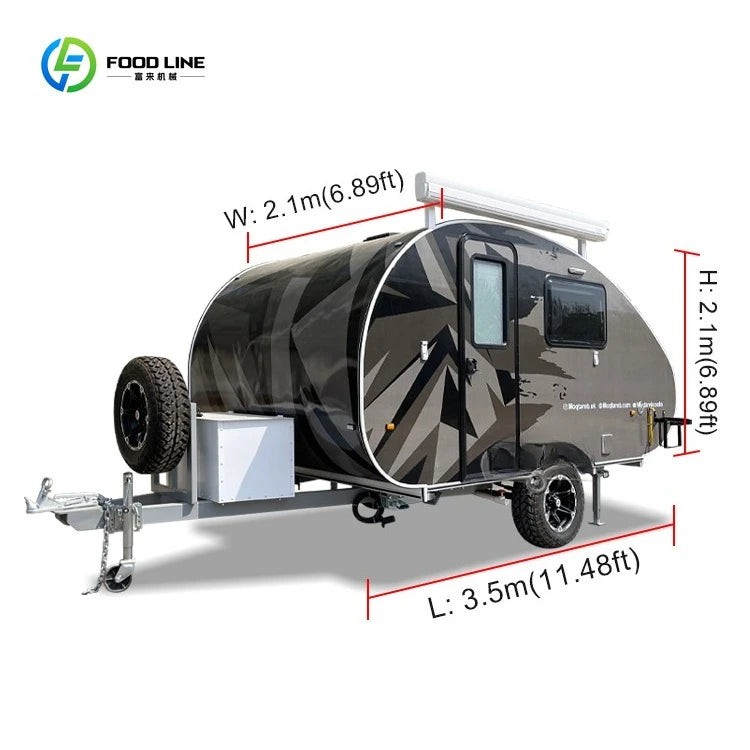 Mini Rv caravan Small Teardrop  Camping Camper Van Travel Trailer with Bathroom for Sale