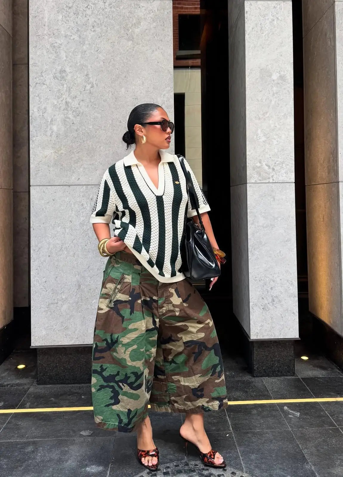 Women's Camouflage Wide Leg Pants Loose Casual High Waist Vintage Pockets Cropped Pants 2025 Fashion Harajuku Capris