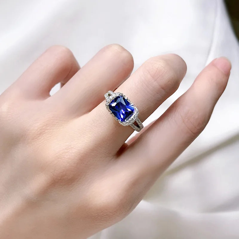 Valuable Sapphire Diamond Ring 100% Real 925 sterling silver Party Wedding band Rings for Women Men Promise Engagement Jewelry