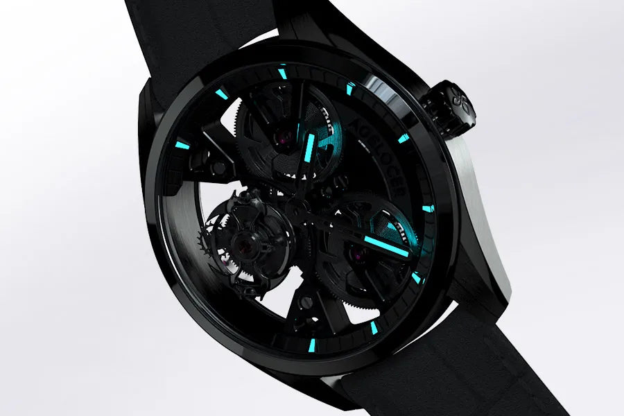 AGELOCER Free-sprung Balance Manta Tourbillon Watch Gold Watch Men's Luxury Skeleton Manual Mechanical Watch Gifts for Men