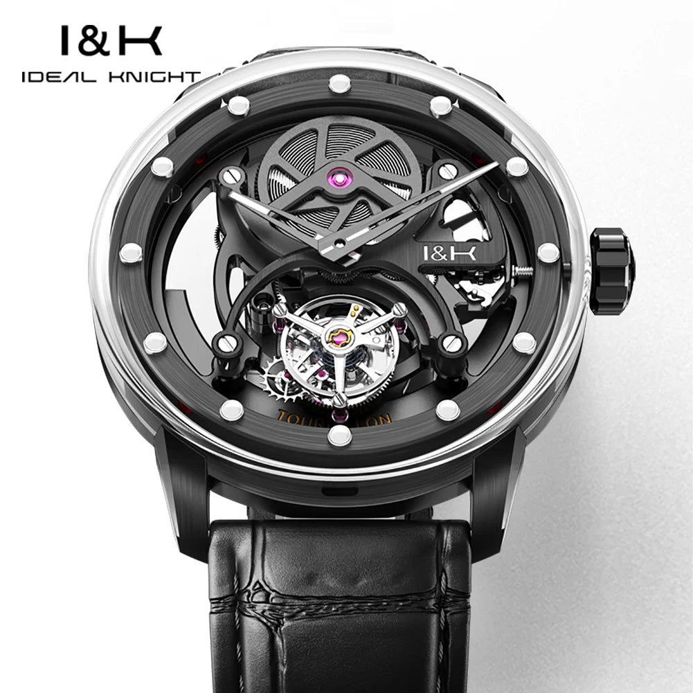 IDEAL KNIGHT 6809 Real Tourbillon Watches for Men High-end Luxury Transparant Hollowed Fully Automatic Mechanical Wristwatch New