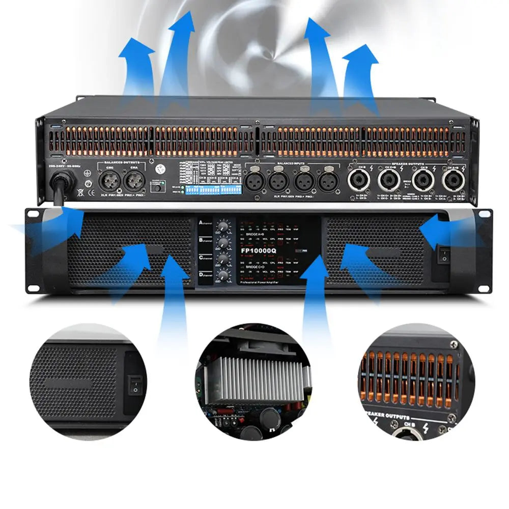 FP10000Q/FP20000Q Professional Audio Power Amplifier 2 Ohm Stable 4 Channels Class TD Amp 4x1350W 10000 Watts ON-Semi Live Show
