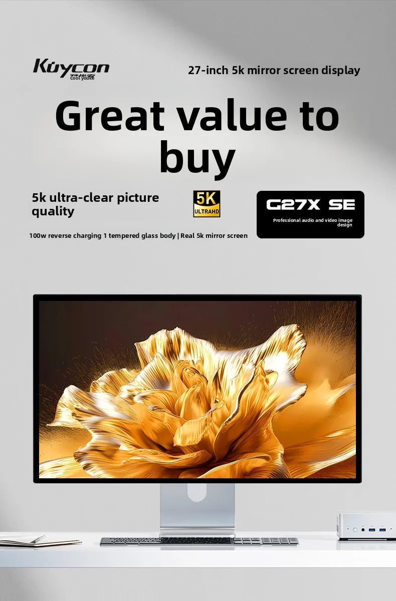 Kuycon Grey G27X-se 5120*2880 5k 60hz Led Transparent Film Screen Monitor 27 Inch Led HD Display Panel LCD Monitors