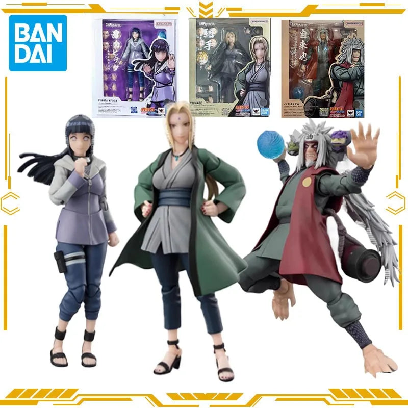 Bandai Original S.H.Figuarts Naruto Anime Figure Jiraiya Hinata Hyuga Tsunade Action Figure Toys for Boys Girls Gift Model