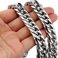 HNSP Stainless Steel LA Cuban Link Chain Silver Color Necklace For Men Jewelry 8/10/12/14MM Width Hip Hop Punk Accessories