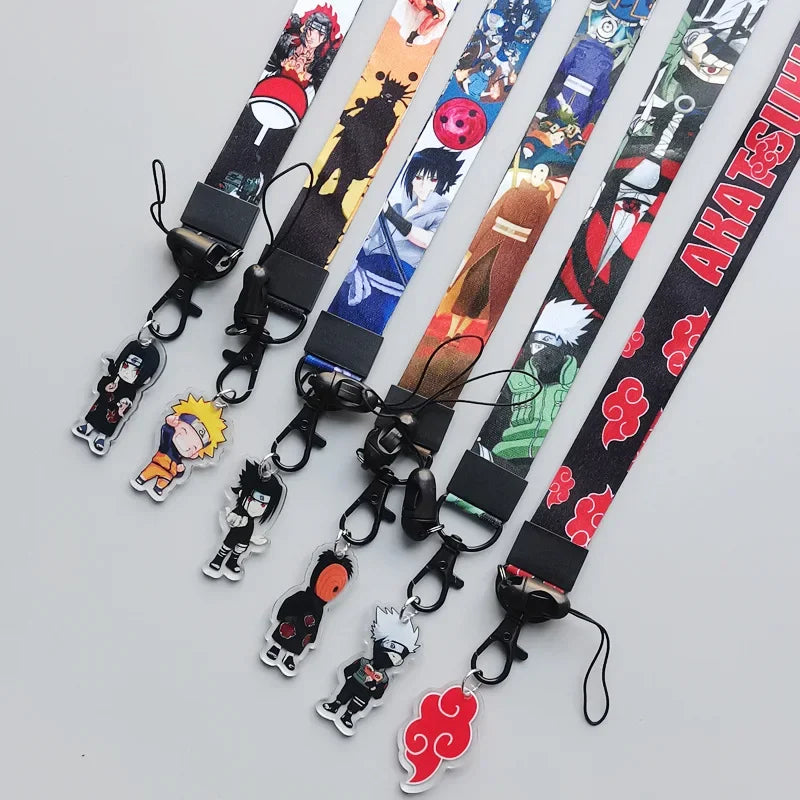 Cartoon Narutos Japanese Anime Lanyard Neck Strap Kakashi Keychain for Pendant Fashion Key Ring Cosplay Accessories Gifts