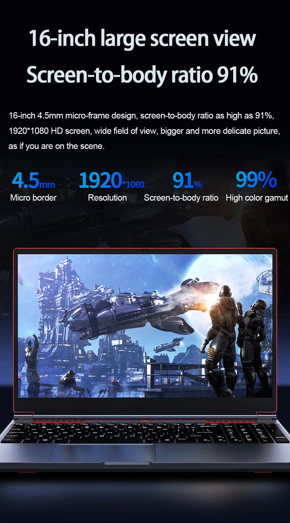 16.1 Inch Gaming Laptop RTX4050 6G Intel Core i9-13900HK Windows11 RAM Max 64GB DDR5 2*M.2 NVME 2TB SSD WiFi Office Notebook