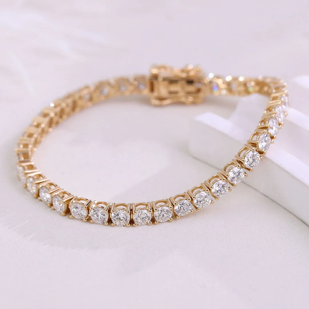 Provence Tennis Bracelet 18KGold 3.0mm four Prong Setting DEF/VS Lab Diamonds Simple Bangle for Women Men Personalized Custom