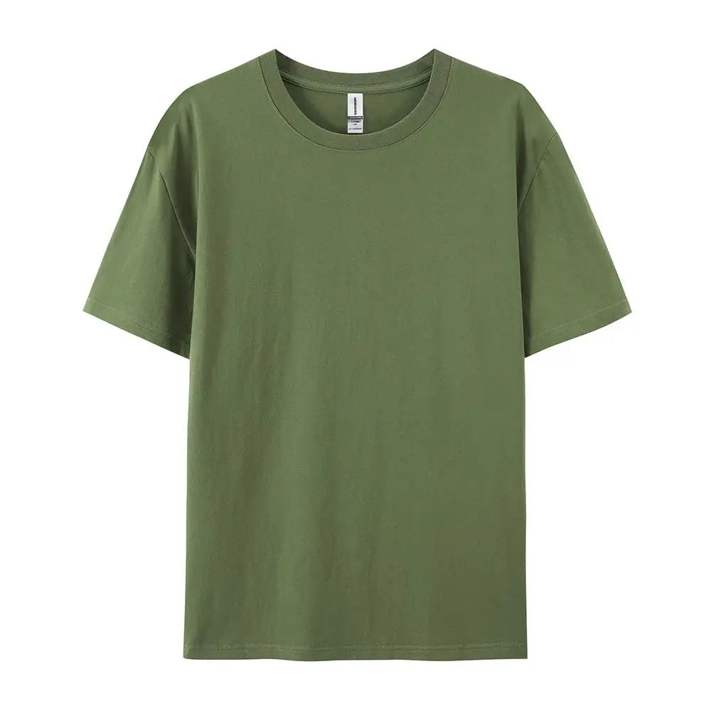 100% Cotton Solid Color T-Shirts Men Woman Short Sleeve Fashion Brand Trend Casual Soft Clothing Tees Breathable Summer Tops