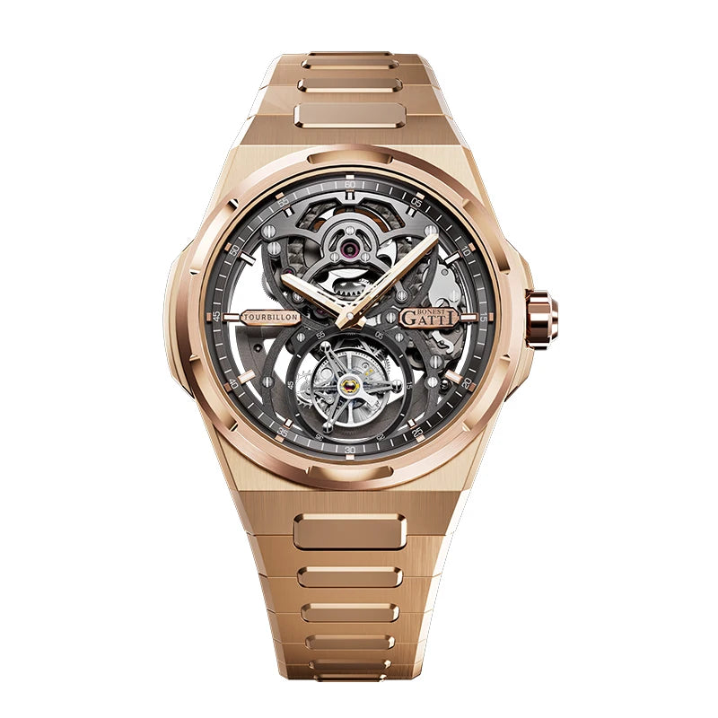 BONEST GATTI Brand BG7004 Mechanical Wristwatches Automatic Movement Luxury Sapphire Watches Skeleton Watches For Men