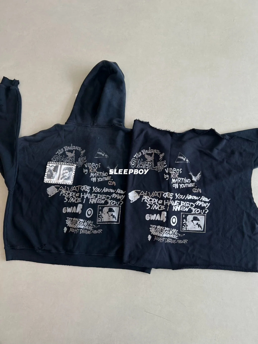 Paly Hollywood 25ss Birdman Medal Rhinestone Zipper Old Damaged Hoodie Jacket