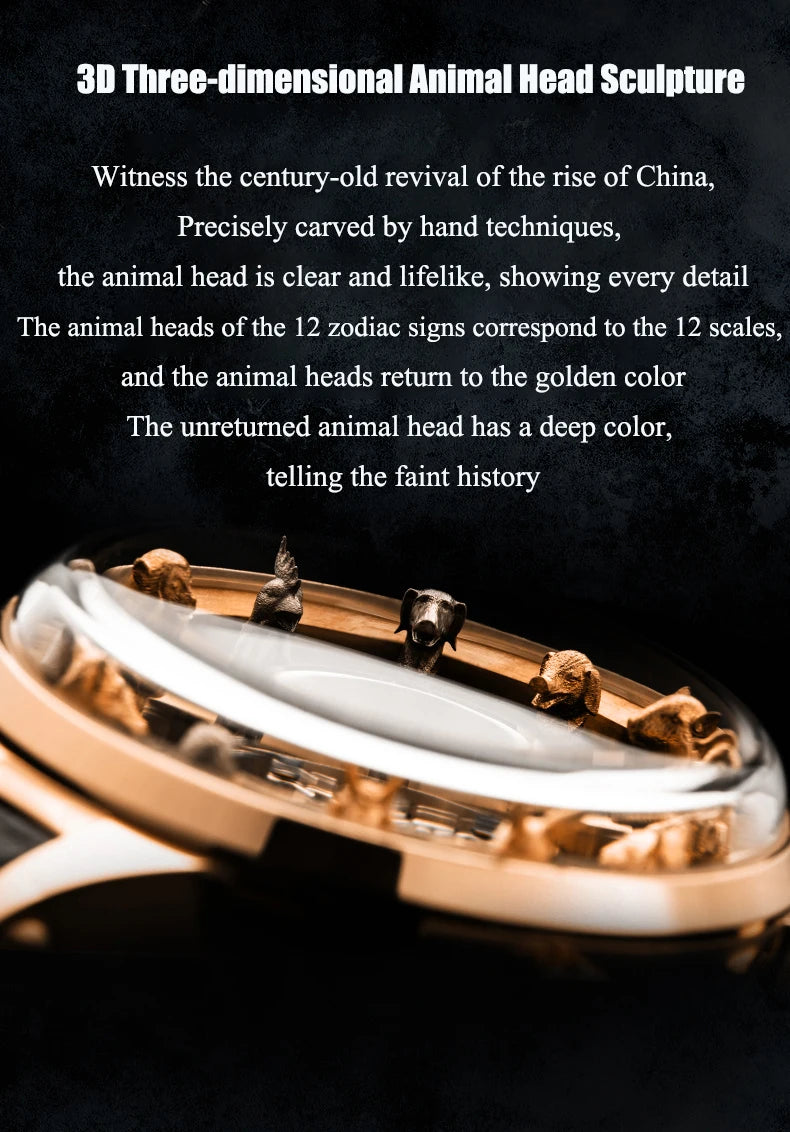 Haofa Center Tourbillon Watch 3D Chinese zodiac Animal Sculpture Manual Tourbillon Sapphire Waterproof Limited Watches Men 2000